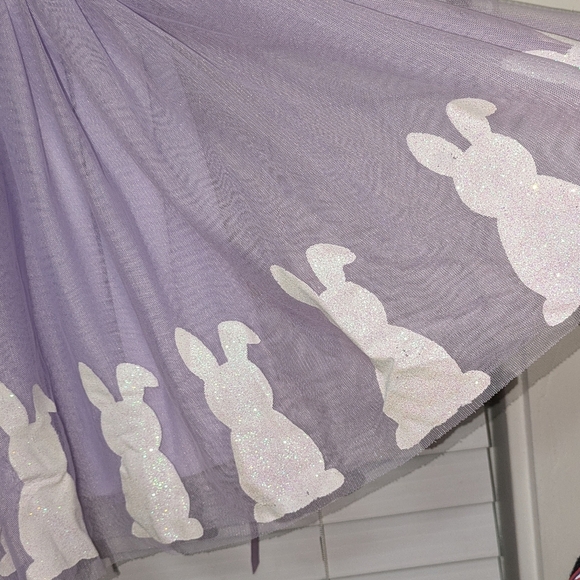 Girls Happy Easter Purple and White Bunny Tulle Dress. Size S. EUC - Picture 7 of 13